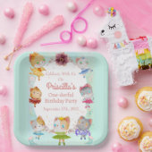 パステルグリーンオールバレリナキャット子供の誕生日パーティー ペーパープレート (パーティー)