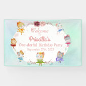 パステルグリーンオールバレリナキャット子供の誕生日パーティー 横断幕 (横)