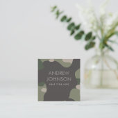 パステルグリーンカモフラージュ軍隊スタイルパターン スクエア名刺 (スタンド正面)