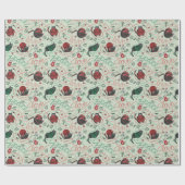 パステルグリーンクリスマスピースアンドラブヤーン猫ちゃん ラッピングペーパー (フラット)