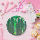パステルグリーンサボテン植物葉パステル ペーパープレート (パーティー)