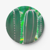 パステルグリーンサボテン植物葉パステル ペーパープレート (正面)