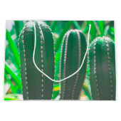 パステルグリーンサボテン植物葉パステル ラージペーパーバッグ (正面)