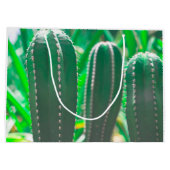 パステルグリーンサボテン植物葉パステル ラージペーパーバッグ (裏面)