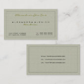 パステルグリーンシンプルリネンテクスチャ 名刺 (正面/裏面)