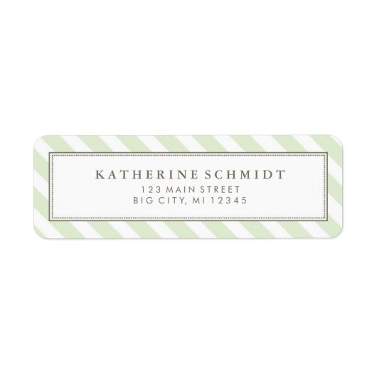 パステルグリーンストライプ差出人住所ラベル ラベル (正面)