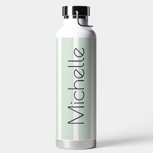 パステルグリーンストライプ（名前） ウォーターボトル (左面)