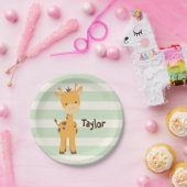 パステルグリーンストライプ.jpg ペーパープレート (パーティー)