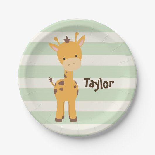 パステルグリーンストライプ.jpg ペーパープレート (正面)