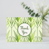 パステルグリーントロピカルリーフ自然デコパターン サンキューカード (スタンド正面)