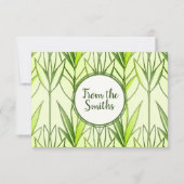 パステルグリーントロピカルリーフ自然デコパターン サンキューカード (裏面)