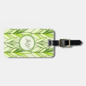 パステルグリーントロピカルリーフ自然デコパターン ラゲッジタグ (正面横)