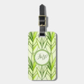 パステルグリーントロピカルリーフ自然デコパターン ラゲッジタグ (正面縦)