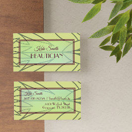 パステルグリーントロピカルリーフ自然デコパターン 名刺