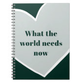 パステルグリーンハートやる気を起こさせる引用文エメラルド ノートブック (正面)