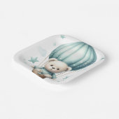 パステルグリーンバルーン付テディベア ペーパープレート (傾斜あり)