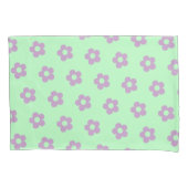 パステルグリーンパープルガーリーリバーサブルフラワープリント 枕カバー (正面左)