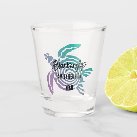 パステルグリーンパープルトバルタートルファミリー懇親会 ショットグラス (正面)