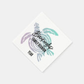 パステルグリーンパープルトバルタートルファミリー懇親会 スタンダードカクテルナプキン (角)