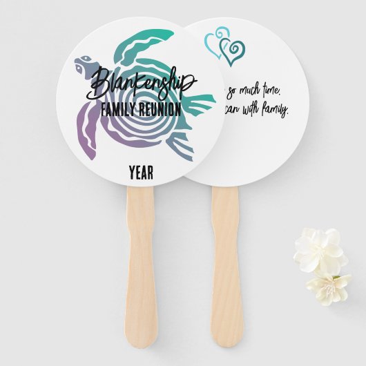 パステルグリーンパープルトバルタートルファミリー懇親会 ハンドファン (正面&裏面)