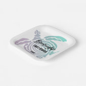 パステルグリーンパープルトバルタートルファミリー懇親会 ペーパープレート (傾斜あり)