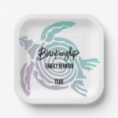 パステルグリーンパープルトバルタートルファミリー懇親会 ペーパープレート (正面)