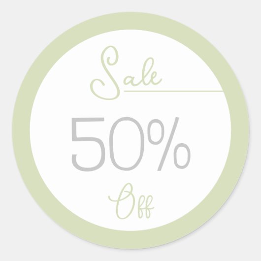 パステルグリーンフェミニンストアプロモーション販売ステッカー ラウンドシール (正面)