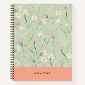 パステルグリーンフローラグレイスキュートスタイリッシュトレンディー ノートブック (正面)