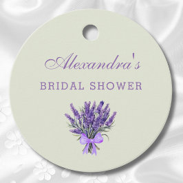 パステルグリーンフローラボウラベンダーブライダルシャワー フェイバータグ