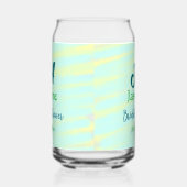 パステルグリーンブルーの水彩ウェディングシャワーネームカード ガラス缶 (左)