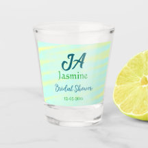 パステルグリーンブルーの水彩画 ブライダルシャワーの名前