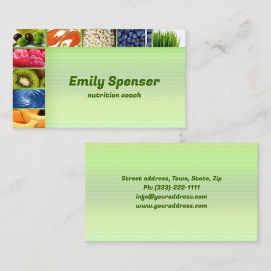 パステルグリーンヘルシーライフ/栄養士カード 名刺 (正面/裏面)