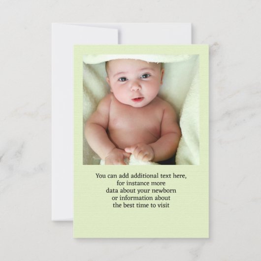 パステルグリーンベビー写真誕生のお知らせ サンキューカード (裏面)