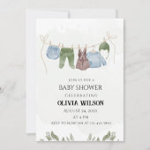 パステルグリーンベージュベビーシャワー招待状 招待状 (正面)