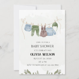 パステルグリーンベージュベビーシャワー招待状 招待状