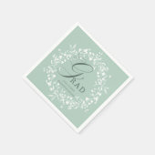 パステルグリーンホワイトワイルドフラワーリース卒業 スタンダードカクテルナプキン (角)