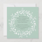 パステルグリーンホワイトワイルドフラワーリース卒業 案内状 (裏面)