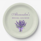 パステルグリーンボウフラワーズラベンダーブライダルシャワー ペーパープレート (正面)