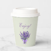 パステルグリーンボウフローララベンダーブライダルシャワー 紙コップ (正面)