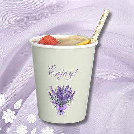 パステルグリーンボウフローララベンダーブライダルシャワー 紙コップ