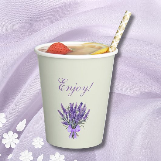 パステルグリーンボウフローララベンダーブライダルシャワー 紙コップ