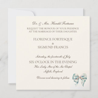 パステルグリーンボウヴィンテージ1940s結婚式招待状 招待状