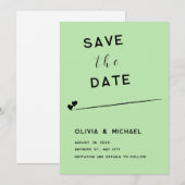 パステルグリーンボタニカルデイトフラットノートカードを保存 ノートカード (正面/裏面)