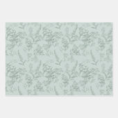 パステルグリーンポイズフラワーボタニカル ラッピングペーパーシート (正面3)