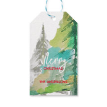 パステルグリーンモダンクリスマスツリーウォーターカラーアート