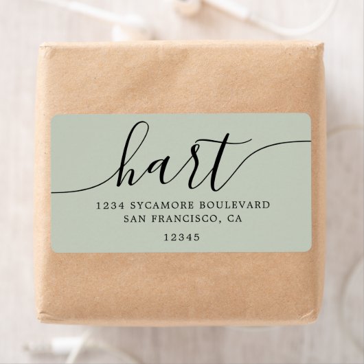 パステルグリーンモダンスクリプト差出人住所 ラベル (インサイチュ)