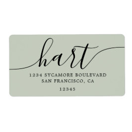 パステルグリーンモダンスクリプト差出人住所 ラベル