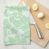 パステルグリーンモノクロヴィンテージフローラダム キッチンタオル (四つ折り)