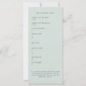 パステルグリーンユーカリプトゥスフォージズ結婚式 プログラム (裏面)