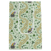 パステルグリーンラック&ジョイSt patricks day お洒落 ミディアムペーパーバッグ (裏面)